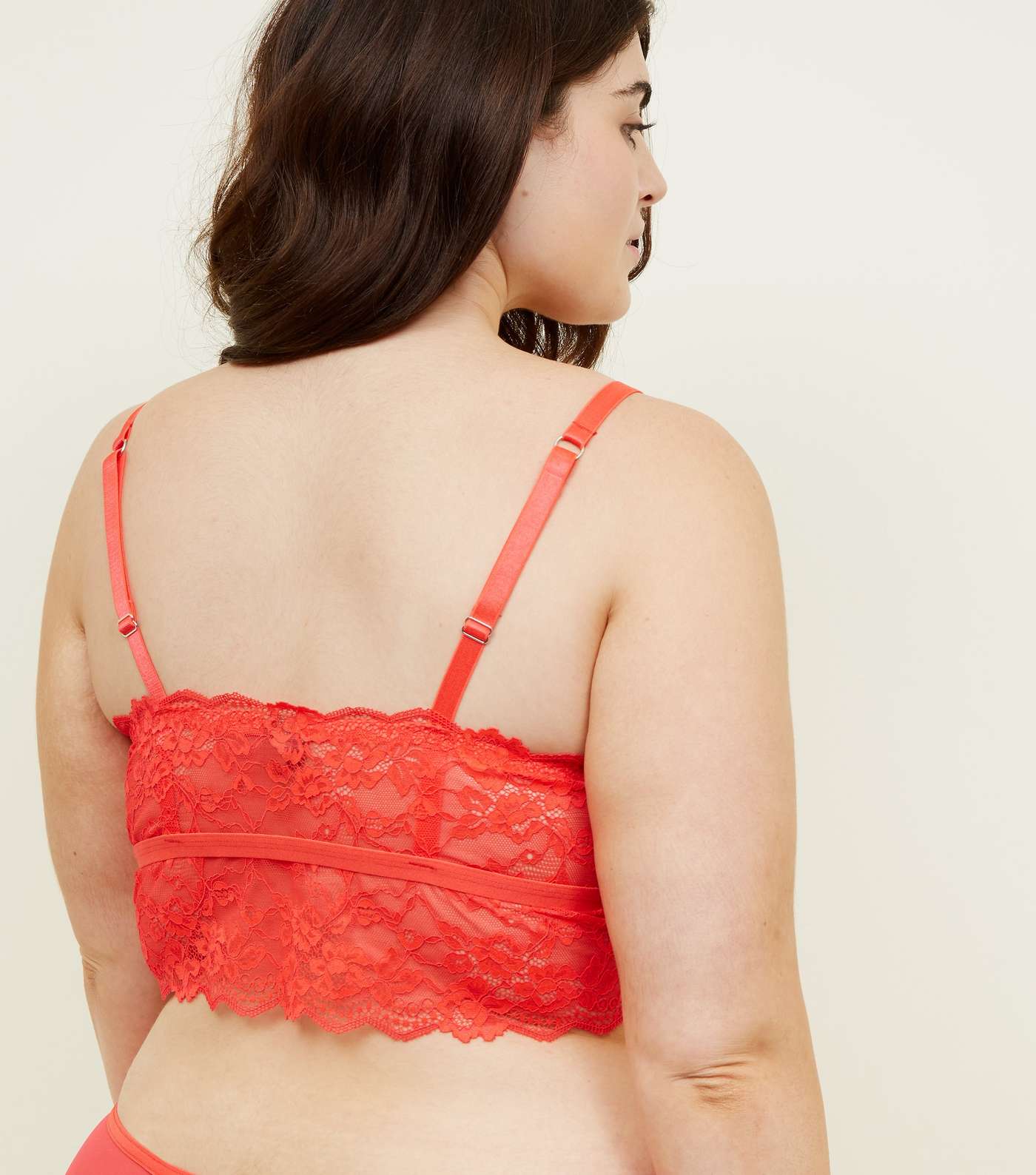 Curves Red Longline Lace Bralette Image 3