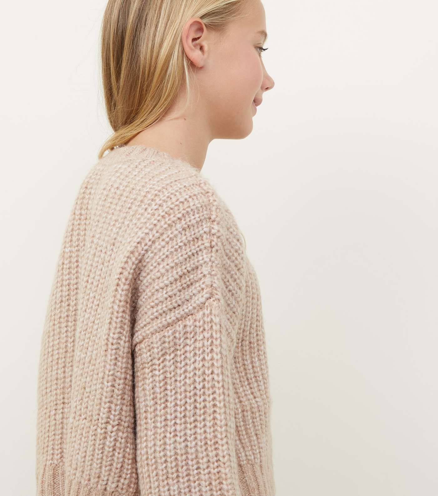 Girls Pale Pink Wide Sleeve Knitted Jumper  Image 3