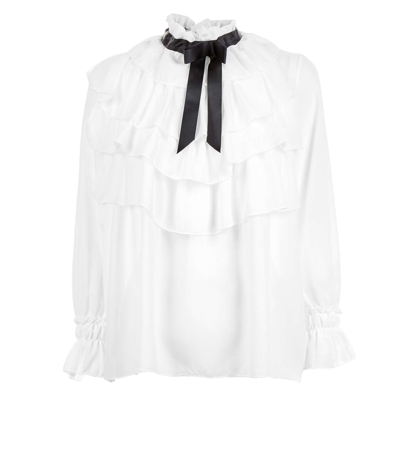 Cameo Rose White Frill Tie Neck Blouse  Image 4