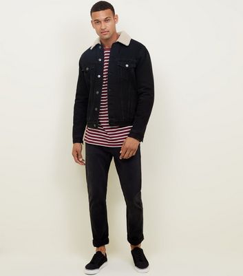 Dark Grey Borg Lined Denim Jacket | New 