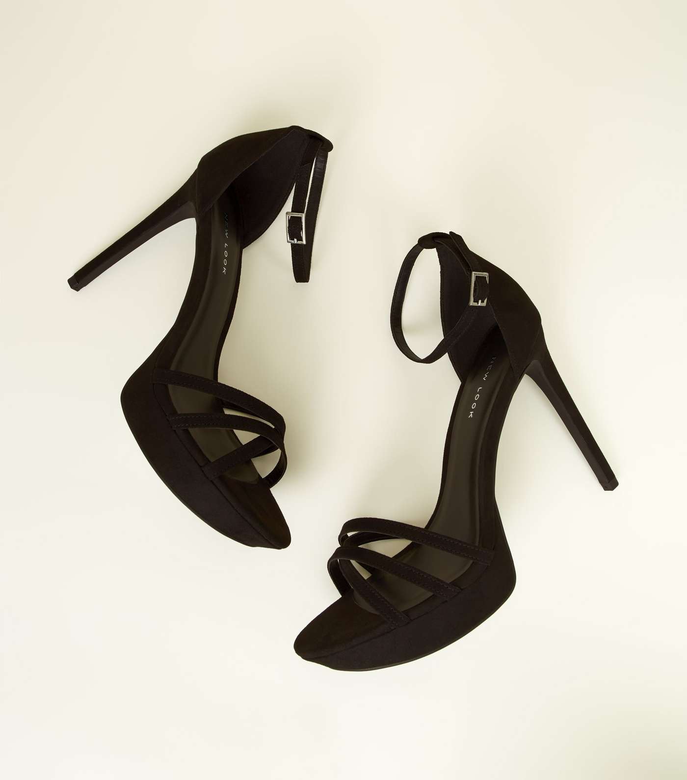 Black Suedette Strappy Platform Stiletto Sandals Image 4