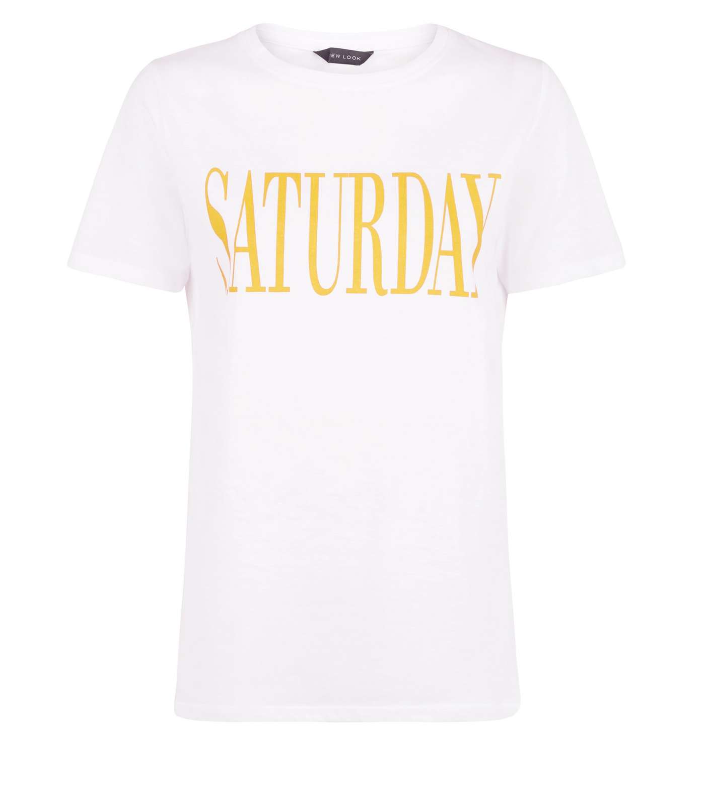 White Saturday Slogan T-Shirt Image 4