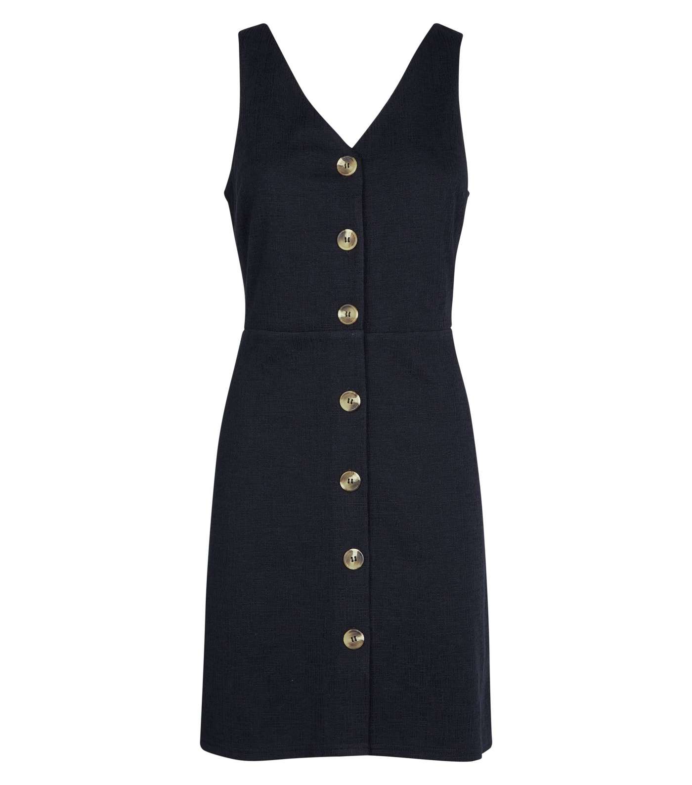 Black Crosshatch Button Front Pinafore Dress Image 4