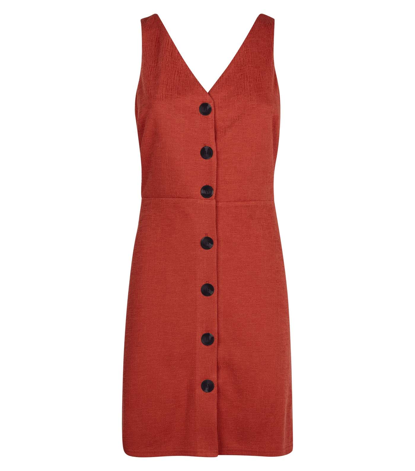 Red Crosshatch Button Front Pinafore Dress Image 4