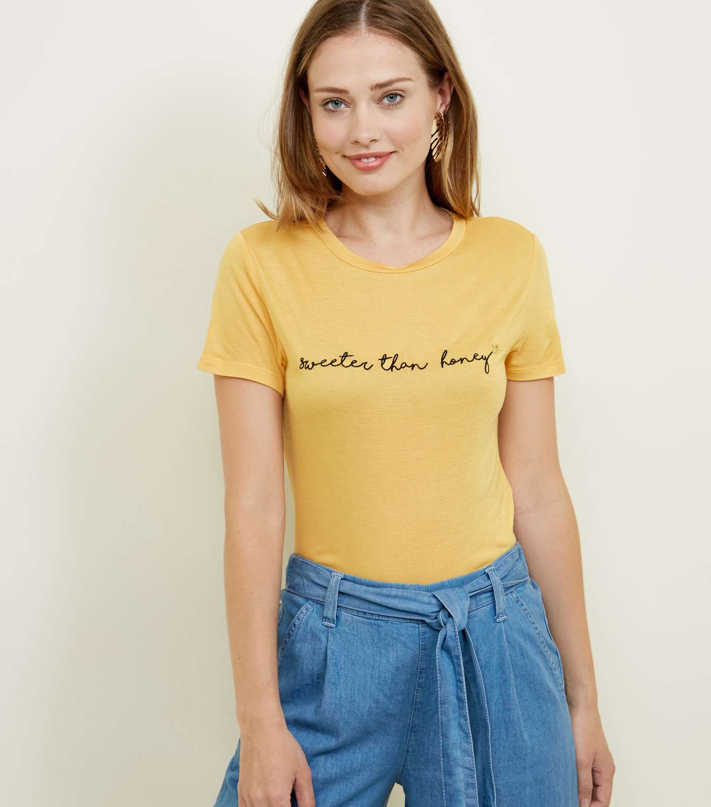 Mustard Sweeter Than Honey Slogan T-Shirt