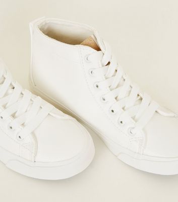 girls white high top trainers