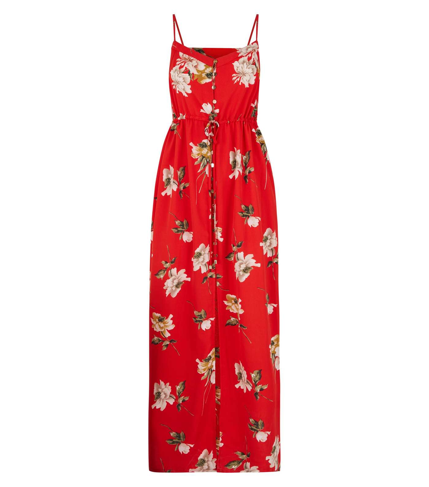 Cameo Rose Red Floral Print Button Front Maxi Dress  Image 3