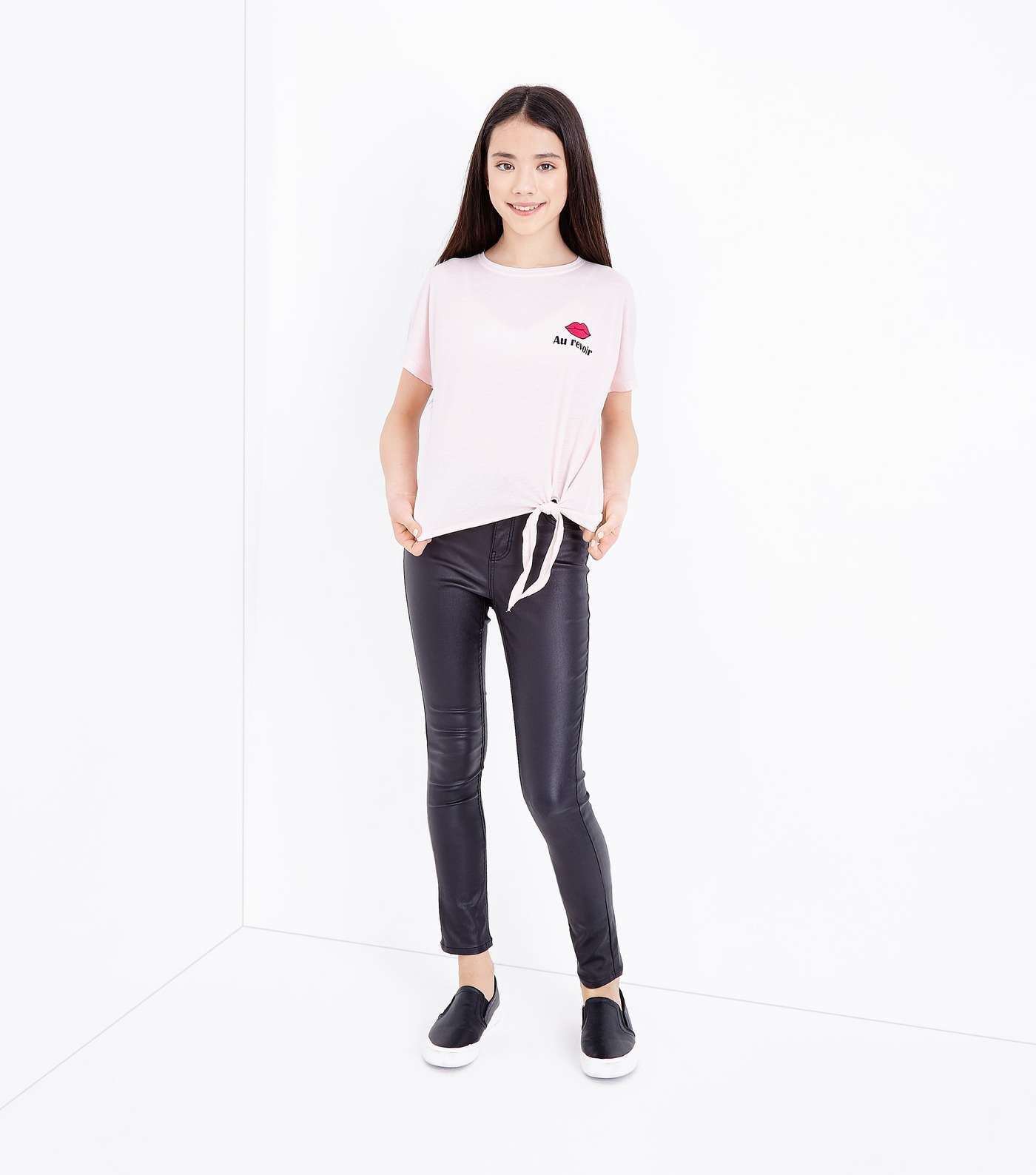Teens Pink Au Revoir Logo Tie Side T-Shirt Image 2