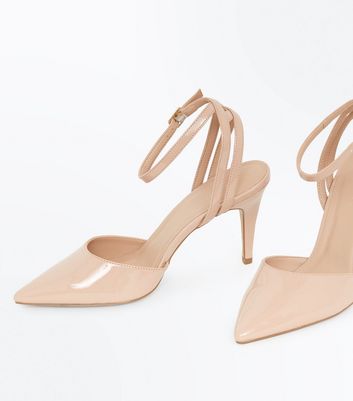 nude patent pointed heels