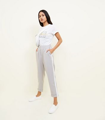 grey side stripe trousers