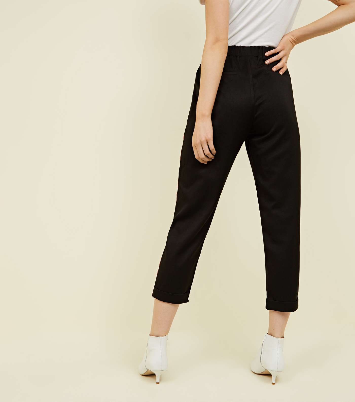 Petite Black Side Stripe Tapered Trousers  Image 3