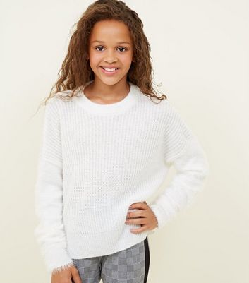 girls white fluffy jumper
