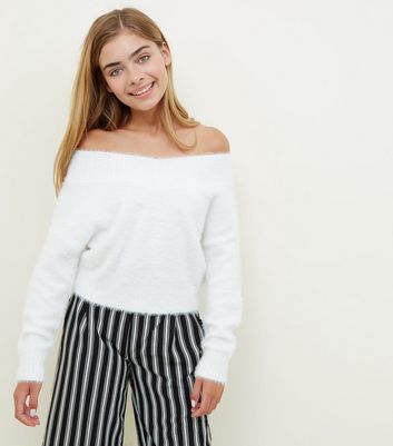 white off the shoulder jumpers