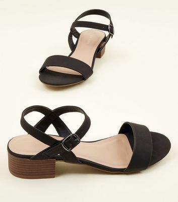 new look black low heel sandals