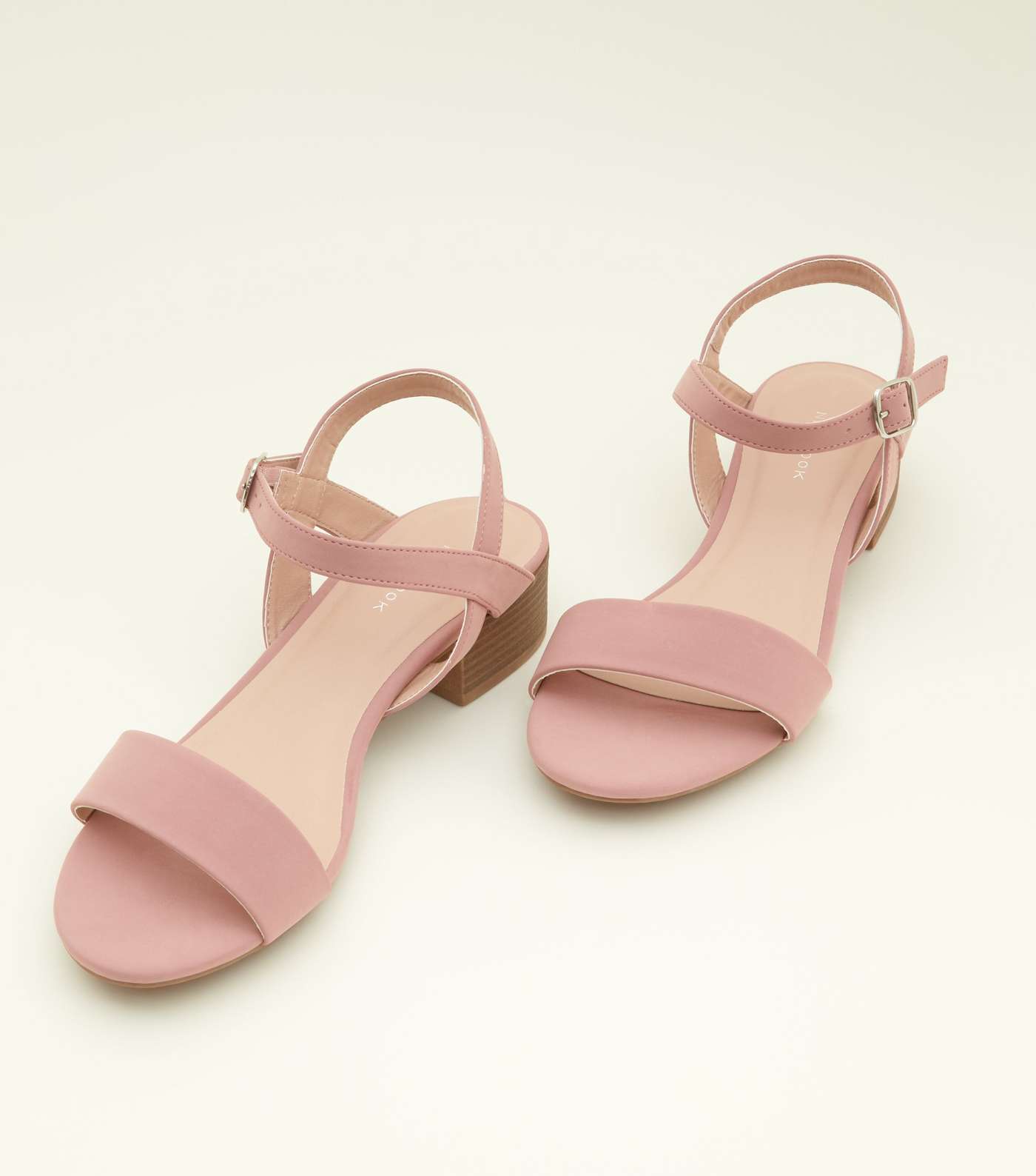 Pink Leather-Look Low Block Heel Sandals Image 3