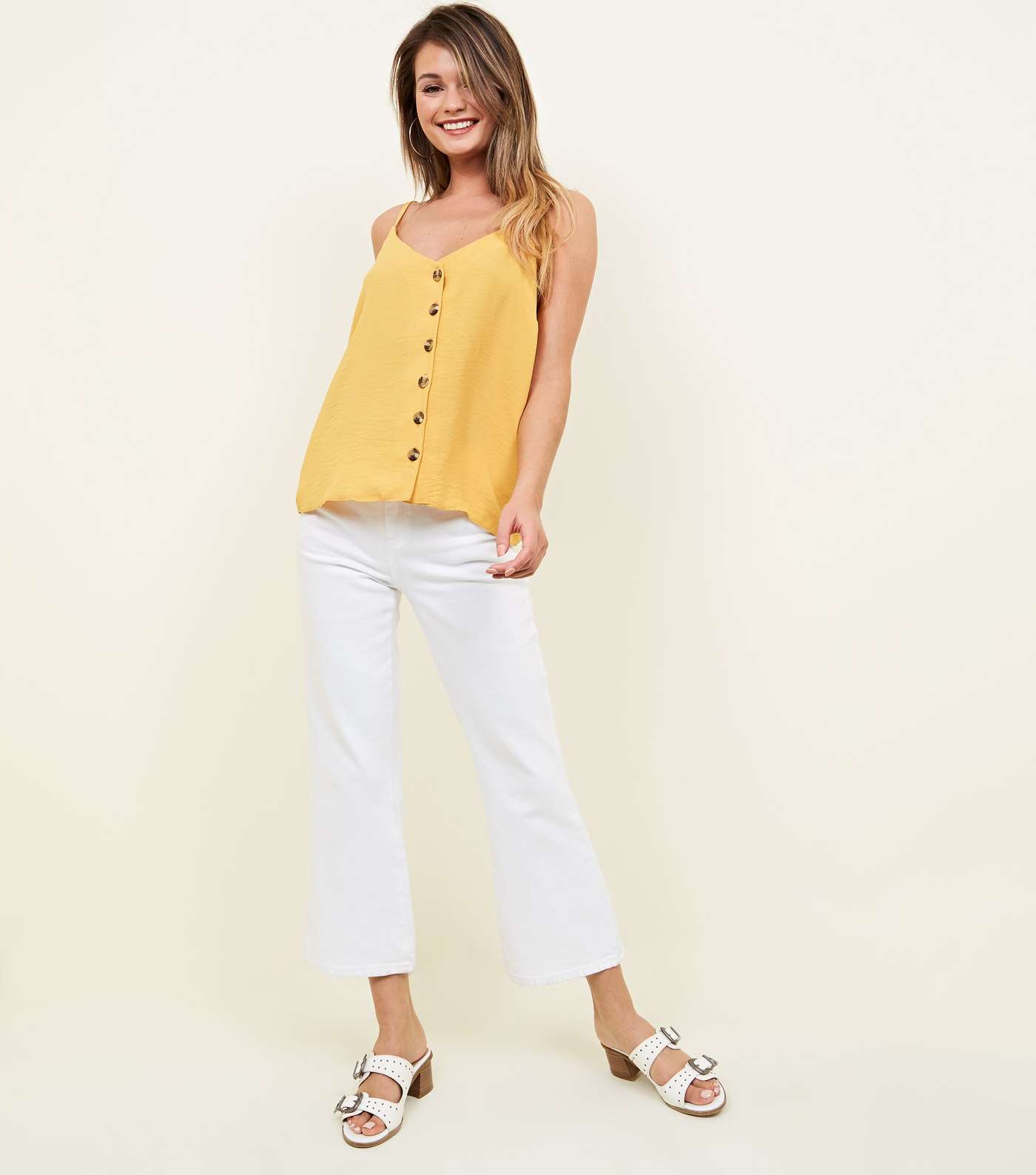 Mustard Yellow Button Front Cami Image 2