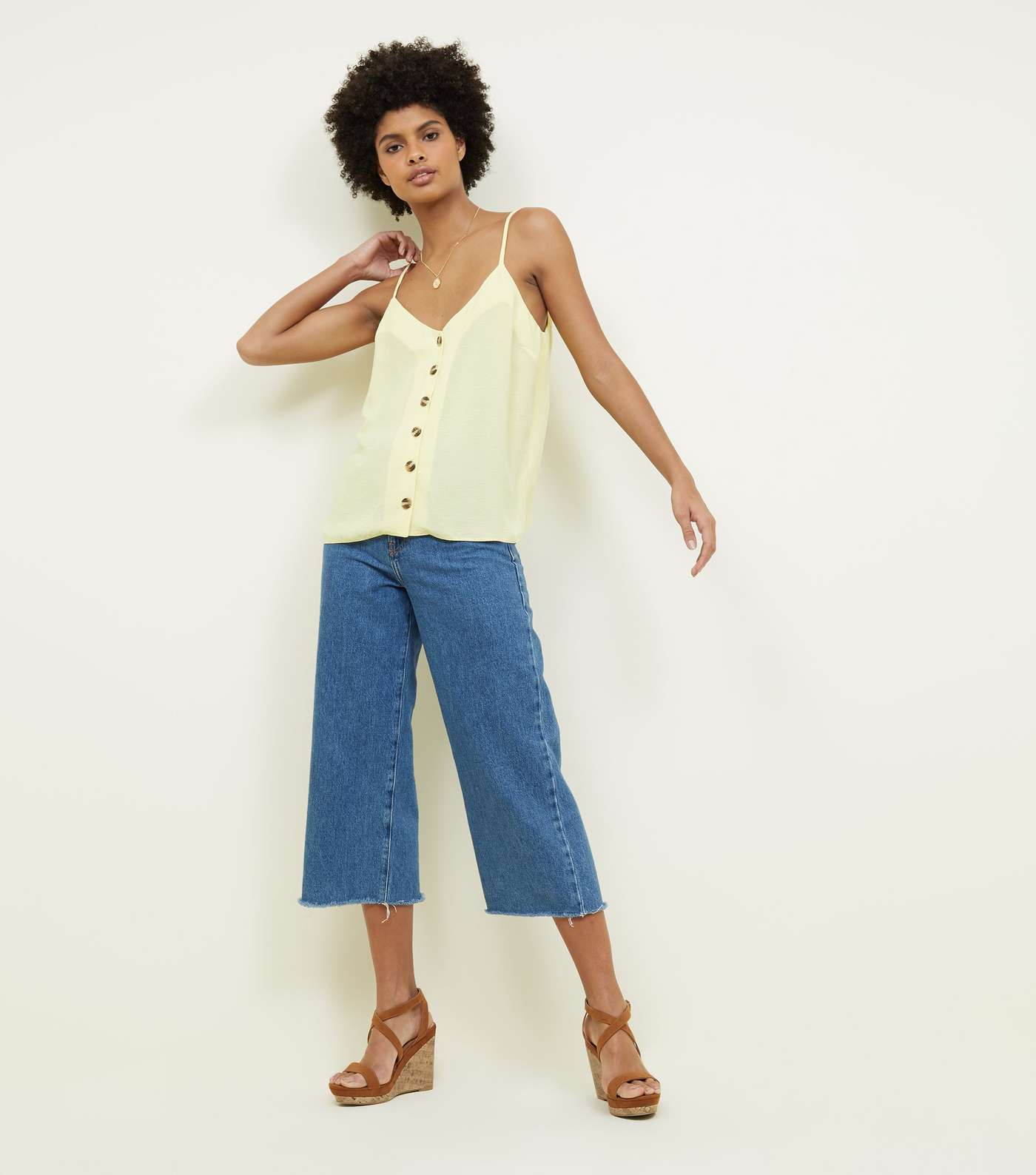 Pale Yellow Button Front Cami Image 2