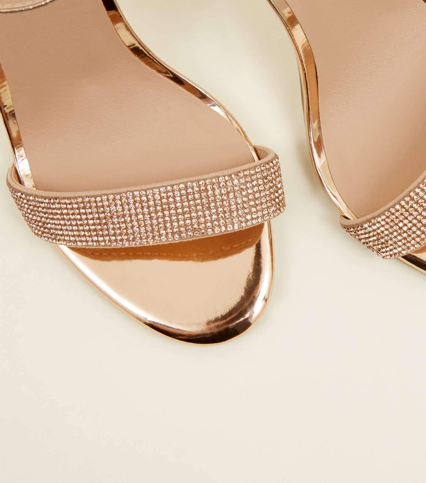 Rose Gold Diamanté Strap Stiletto Sandals Image 3