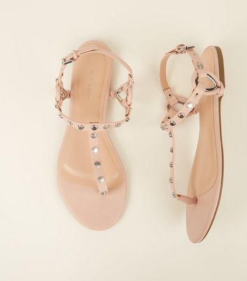 nude studded flats