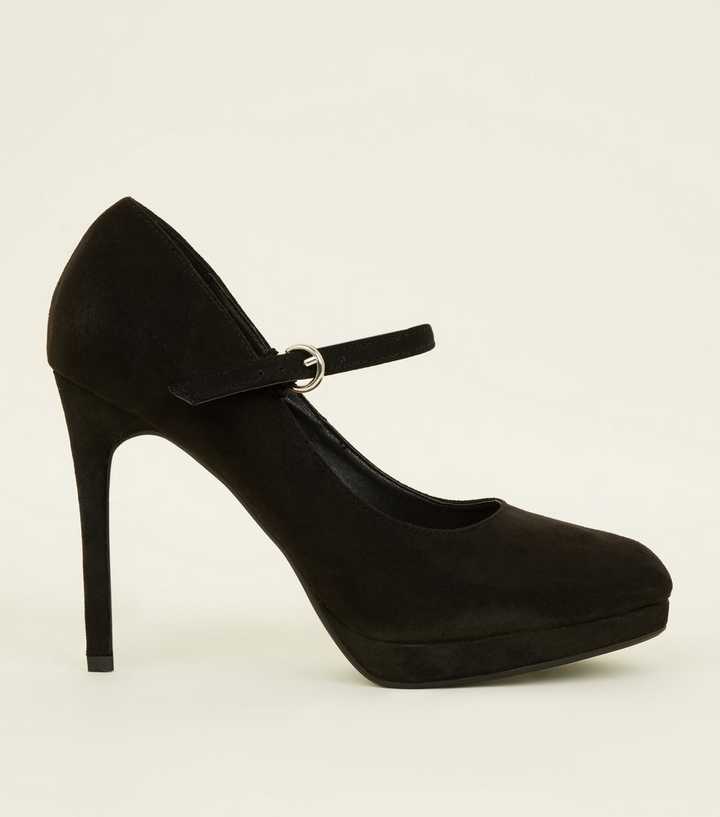 Black Suedette Mary Jane Courts