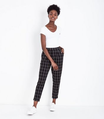 Wide Check Jersey Tapered Trousers 