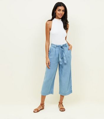 light blue denim culottes