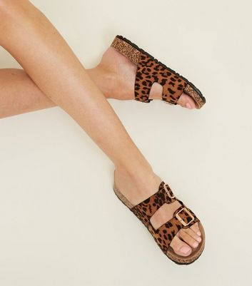 leopard footbed sandals