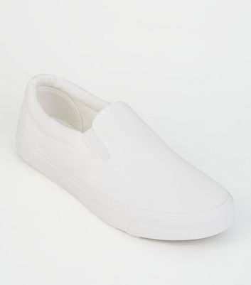 canvas white slip on shoes
