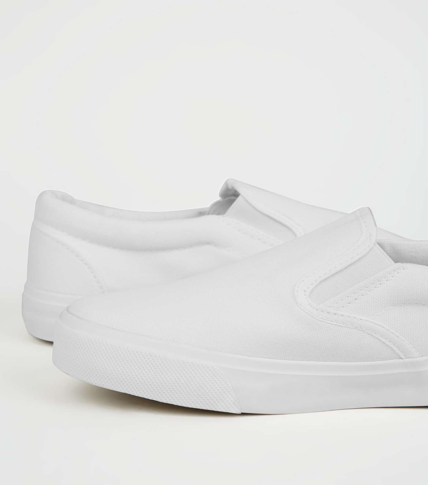 White Canvas Slip On Trainers Image 4