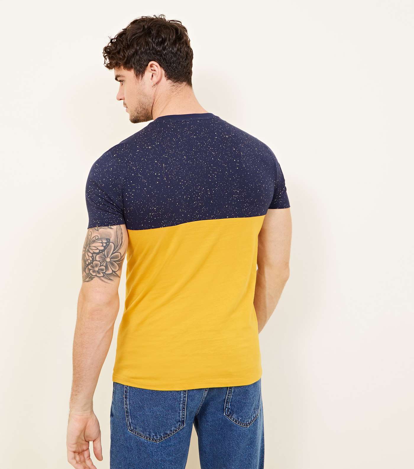 Yellow Colour Block Muscle Fit T-Shirt Image 3
