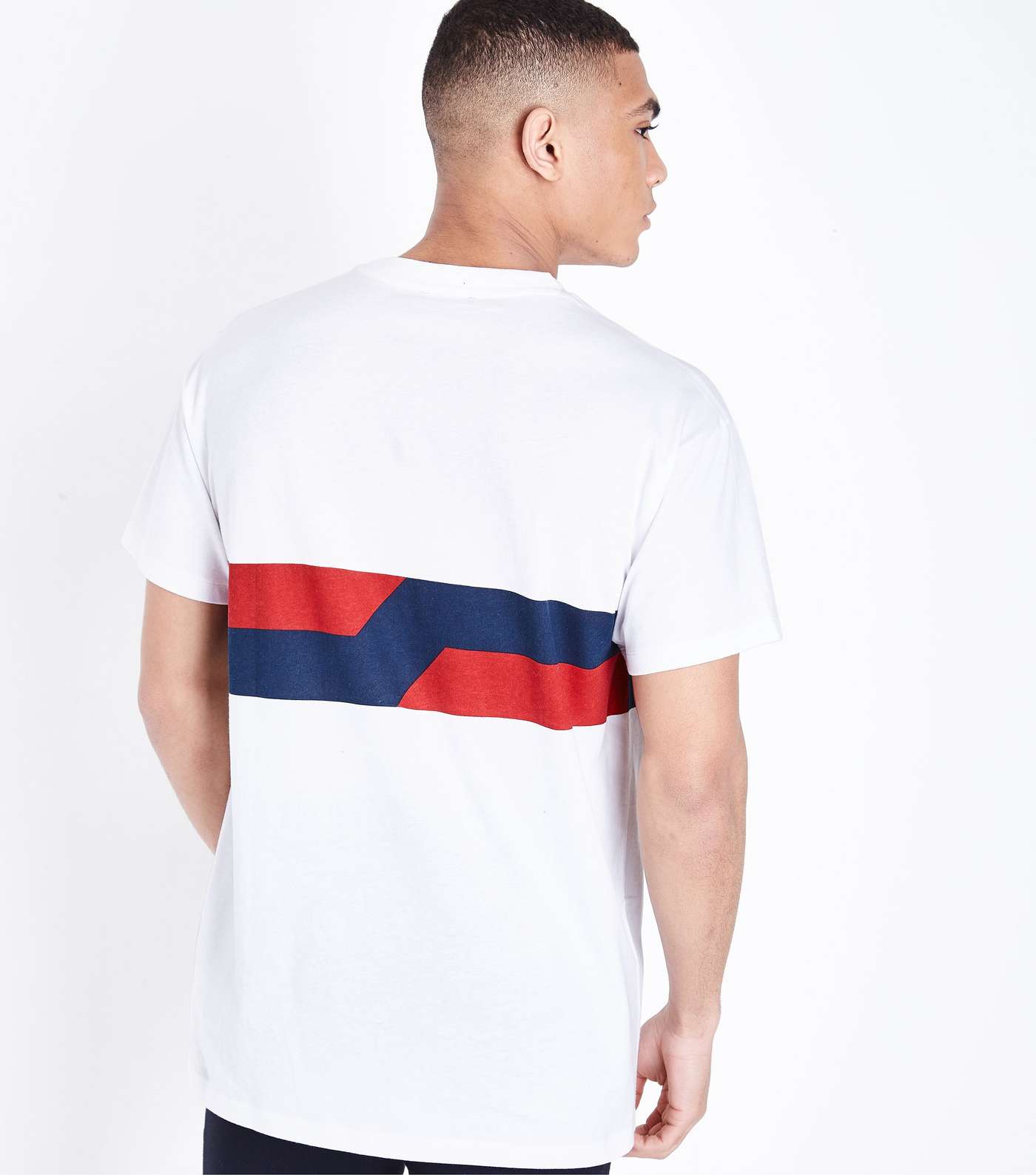 White Contrast Panel Printed T-Shirt Image 3