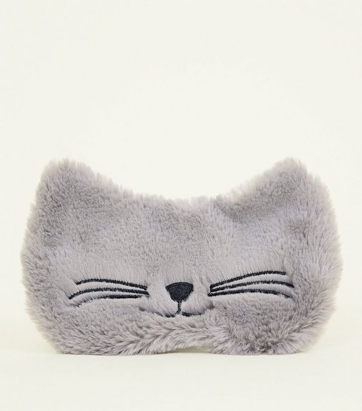 Masque De Sommeil Gris Duveteux Motif œil De Chat New Look