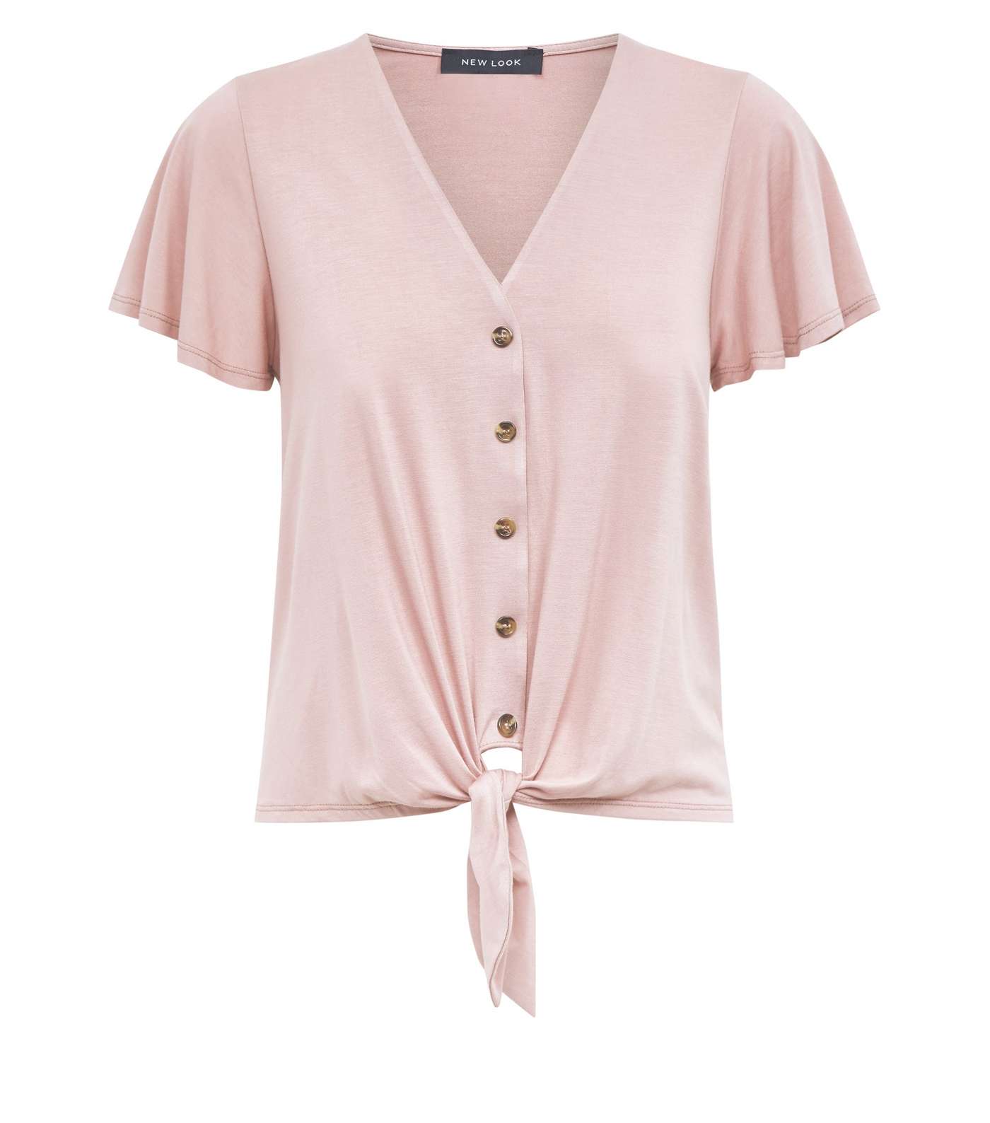 Pale Pink Tie Button Front Top Image 4