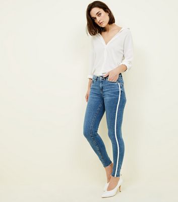 jeans with stripe on side womens