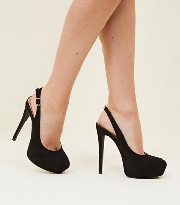 black platform slingback heels