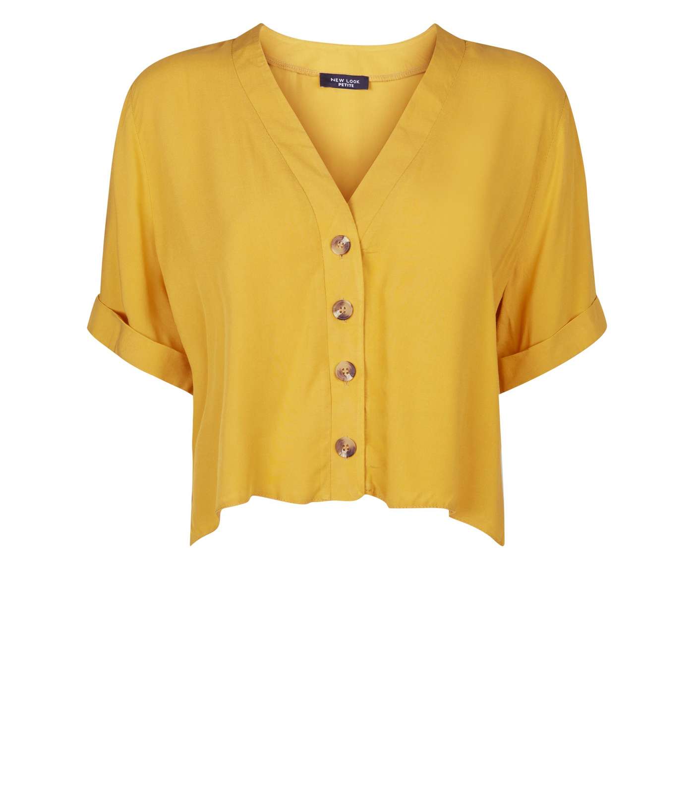Petite Mustard Button Front Boxy Shirt  Image 4