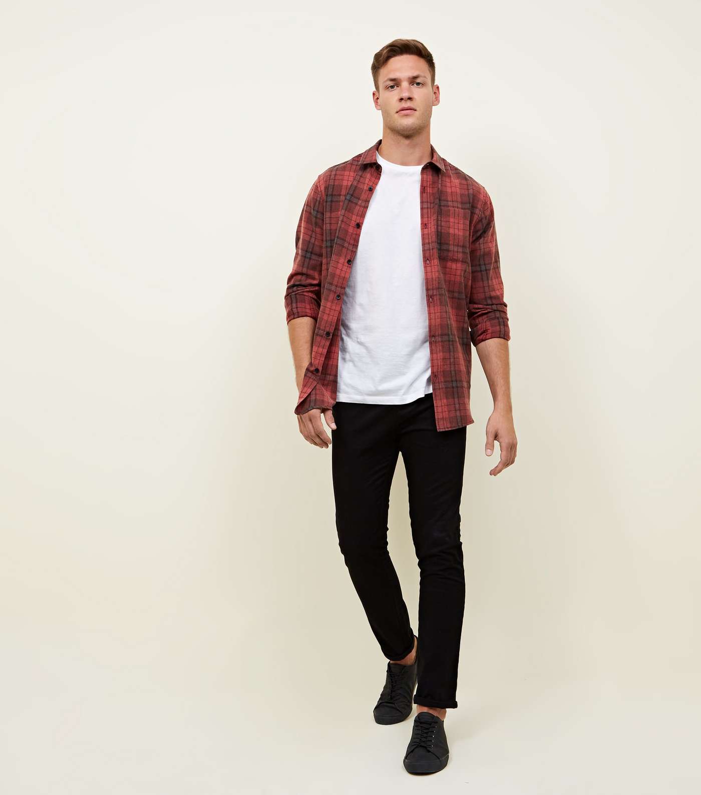 Red Washed Check Long Sleeve Shirt Image 2