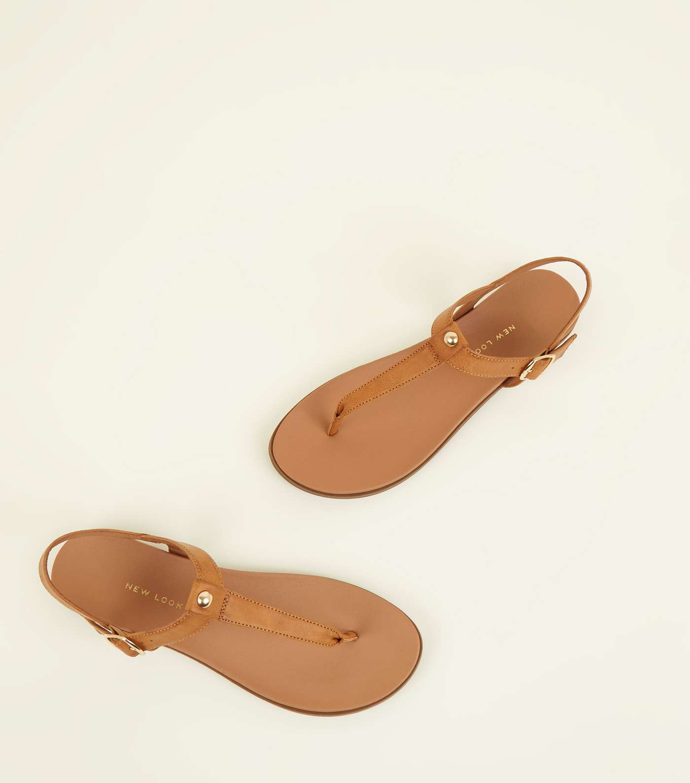 Wide Fit Tan Footbed Sandals Image 4