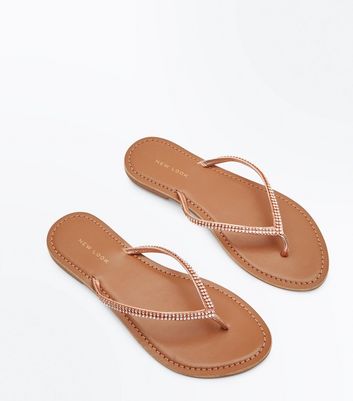 rose gold flip flops