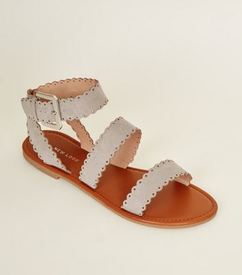 grey flat sandals