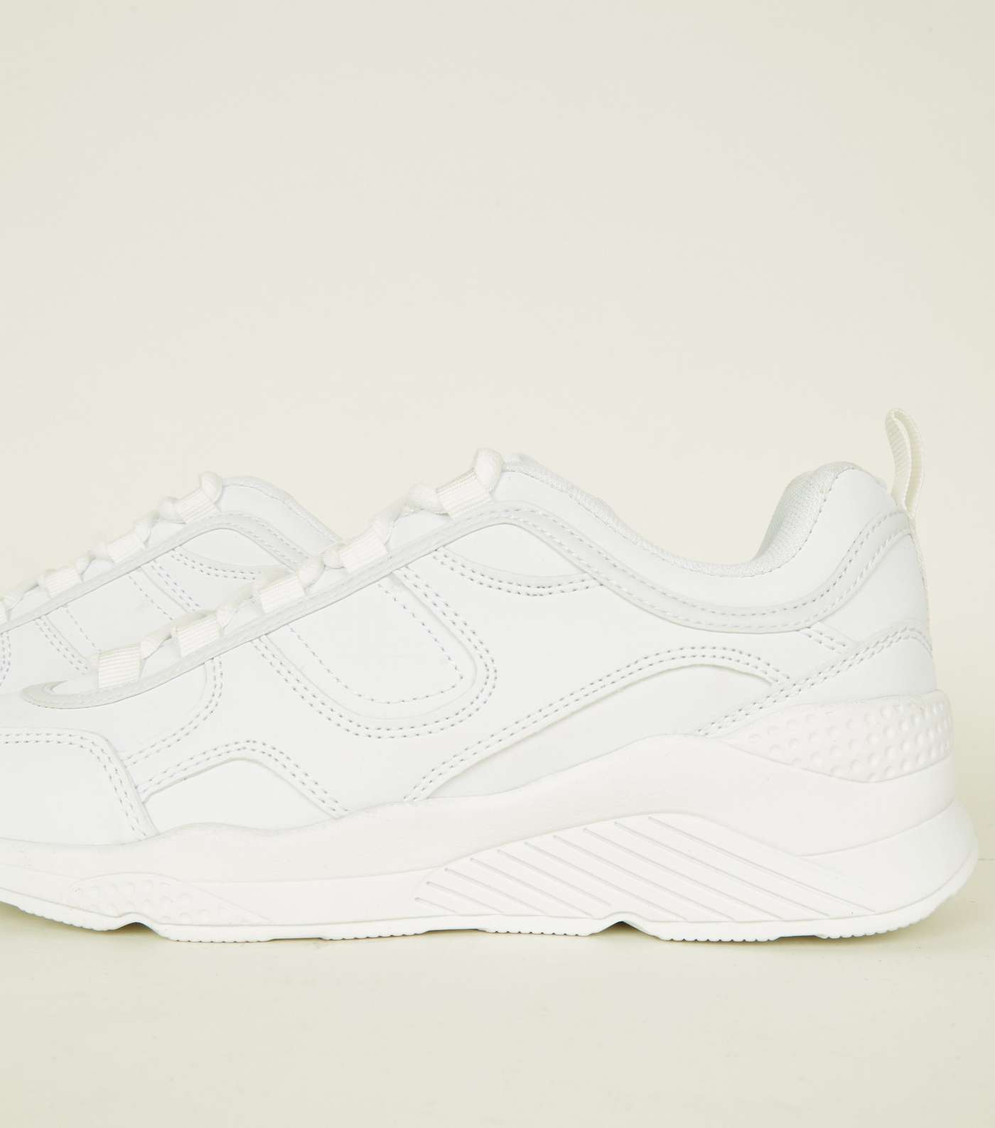 White Leather-Look Panelled Chunky Trainers Image 3