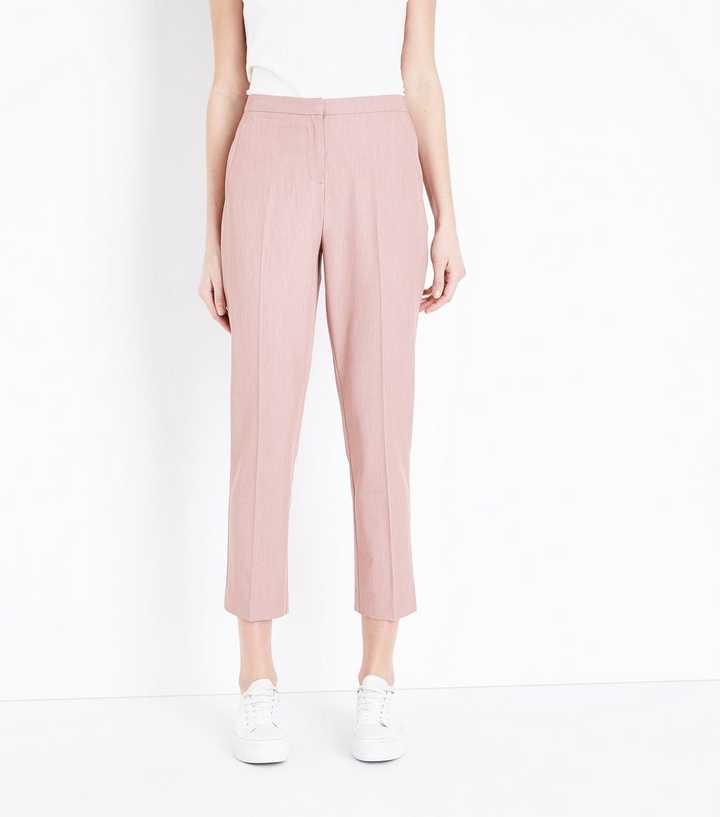 Pale Pink Marl Tapered Trousers