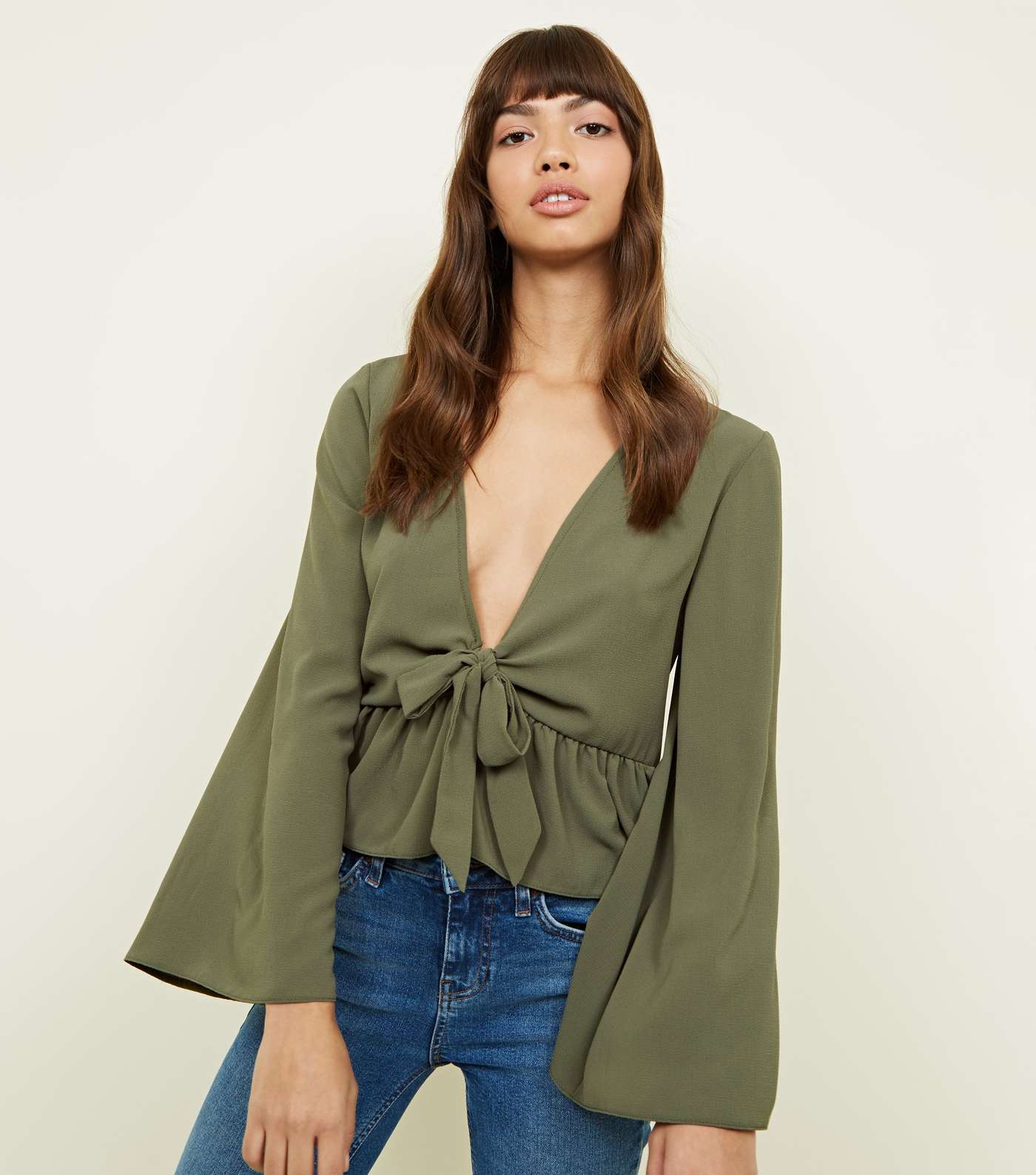 Khaki Tie Front Cover Up
