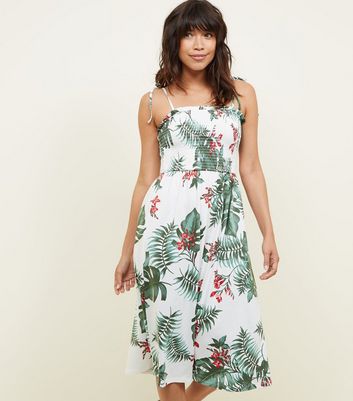 shirred bodice midi dress