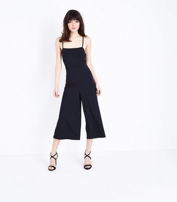 black strappy culotte jumpsuit