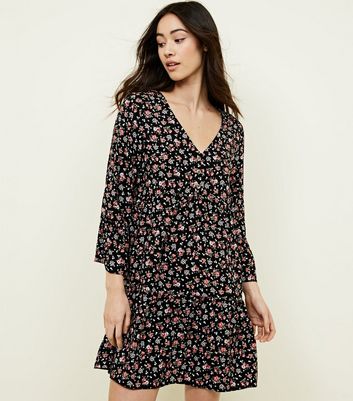 new look black dress with flowers