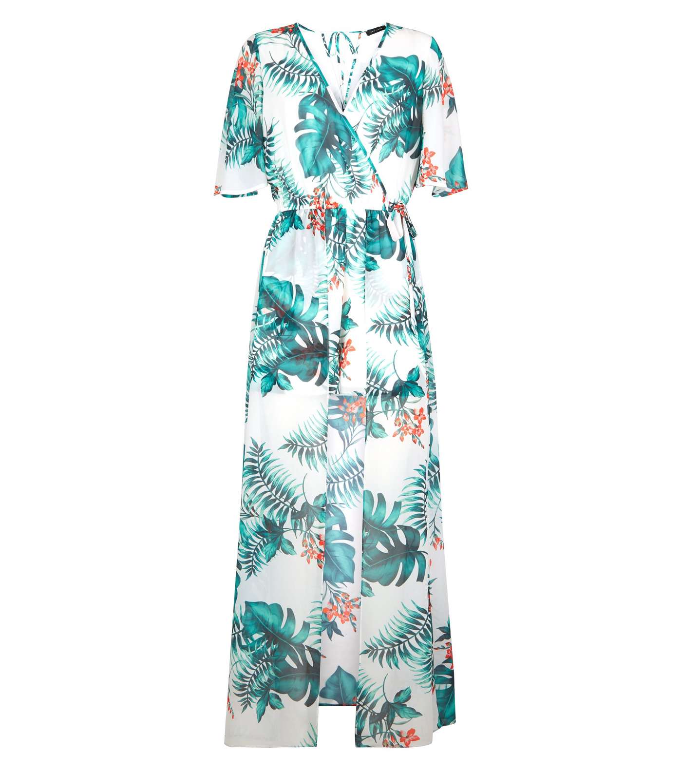 Off White Tropical Tie Back Maxi Playsuit Image 4