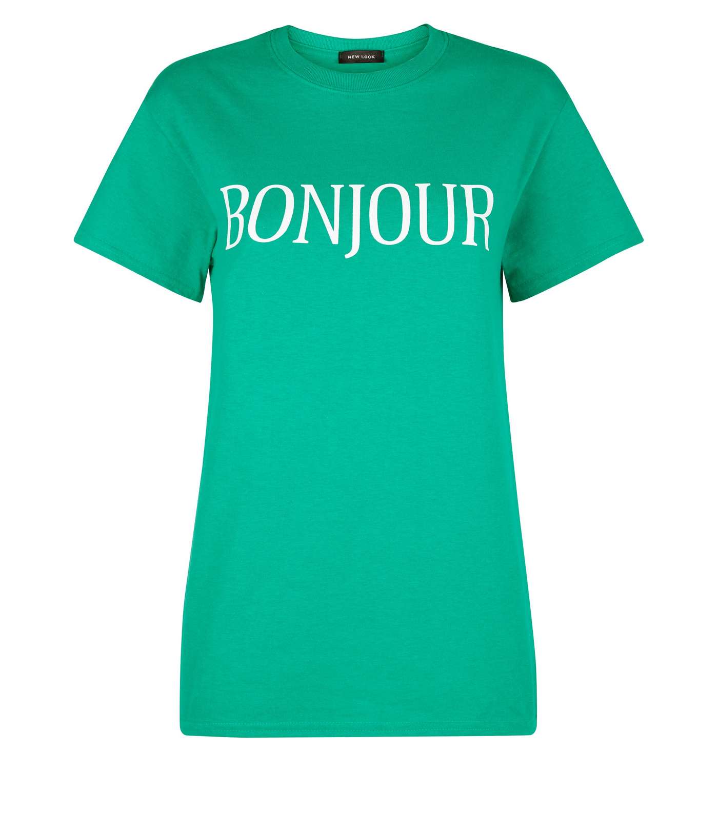 Green Bonjour Print Oversized T-Shirt Image 4