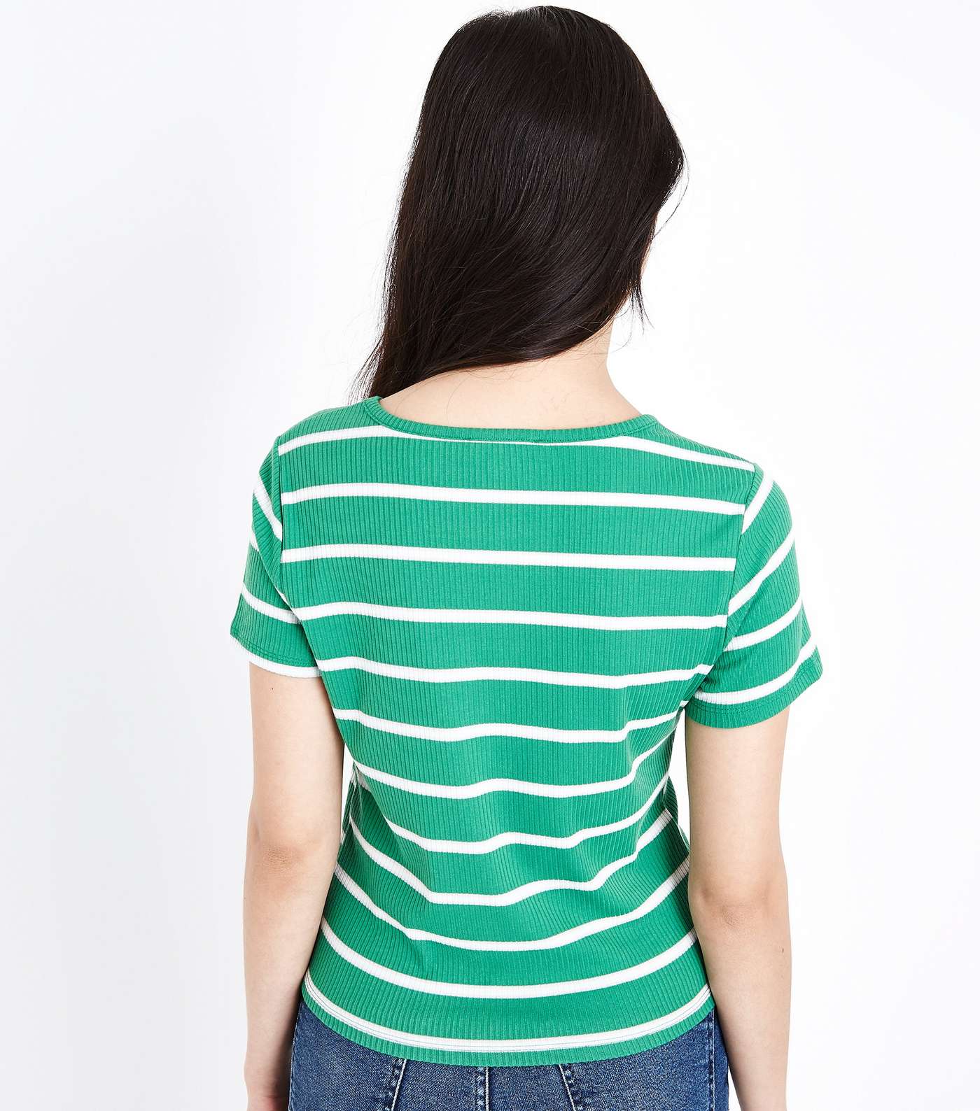 Petite Green Stripe Ribbed T-Shirt  Image 3