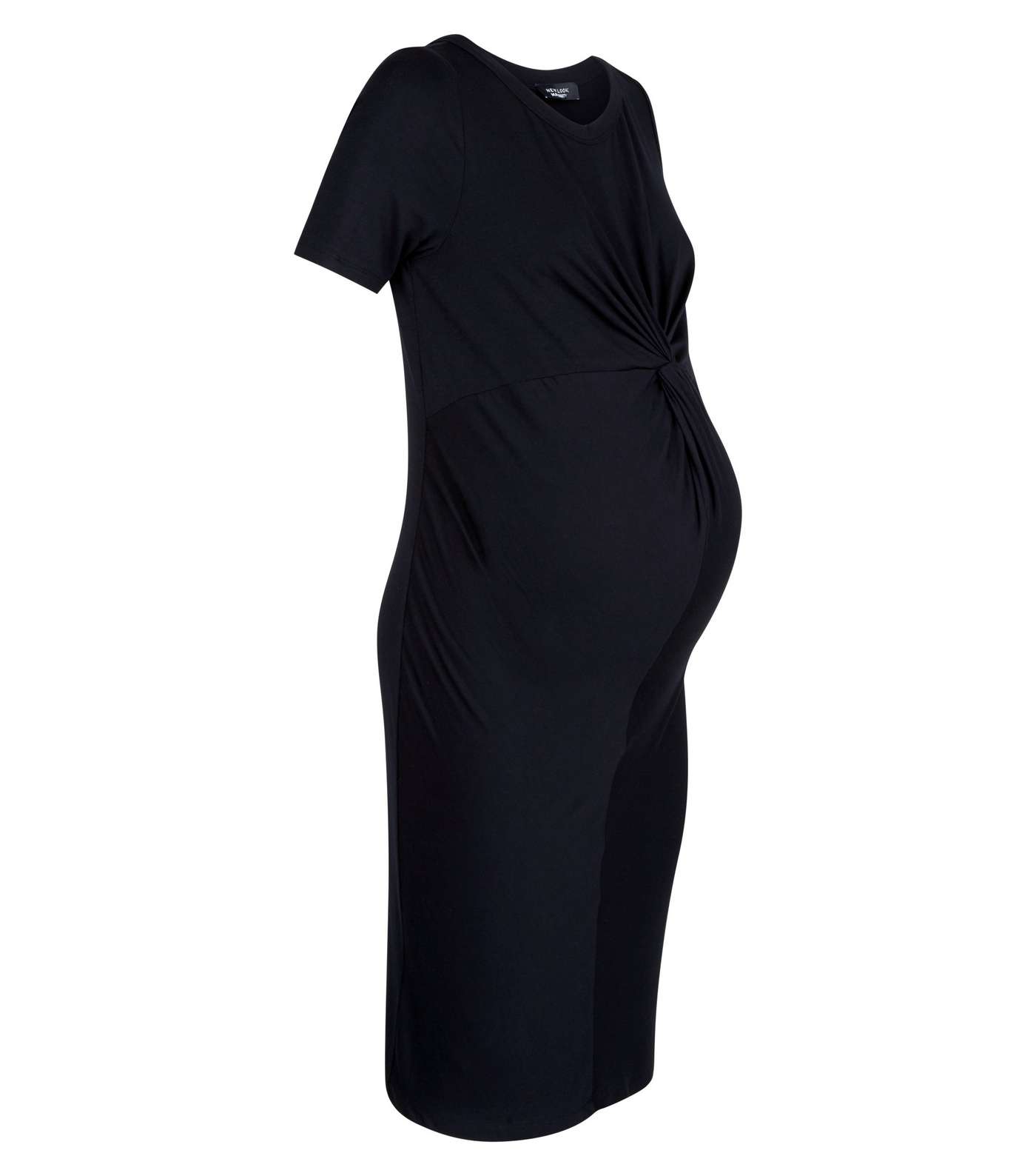 Maternity Black Twist Front Bodycon Dress Image 4